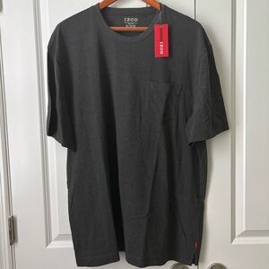 NWT Izod Men’s Short Sleeve Pocket Tee T-Shirt Charcoal Gray Heather Size XL NEW